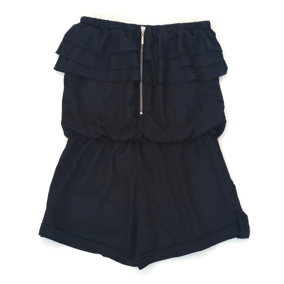 Arden B Black Ruffle Tube Top (Sleeveless) Romper Jumper Shorts / Jumpsuit XS - Picture 5 of 9